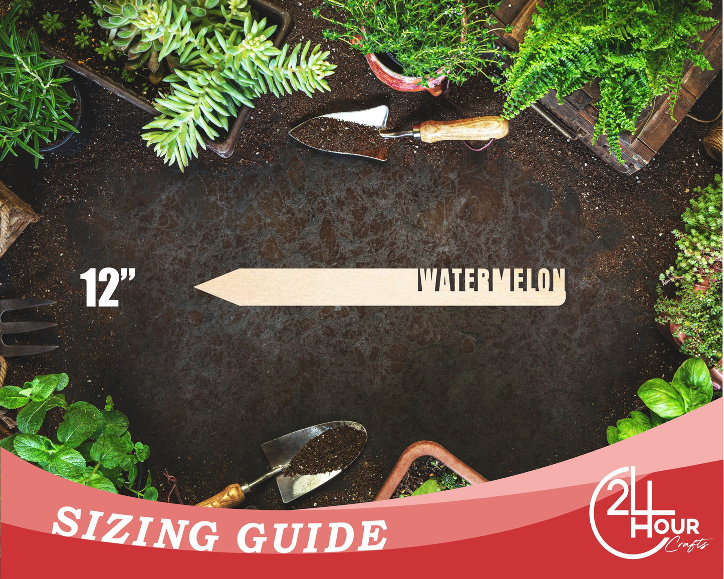Unfinished Wood Watermelon Garden Stake | DIY Craft Cutout | up to 24" DIY