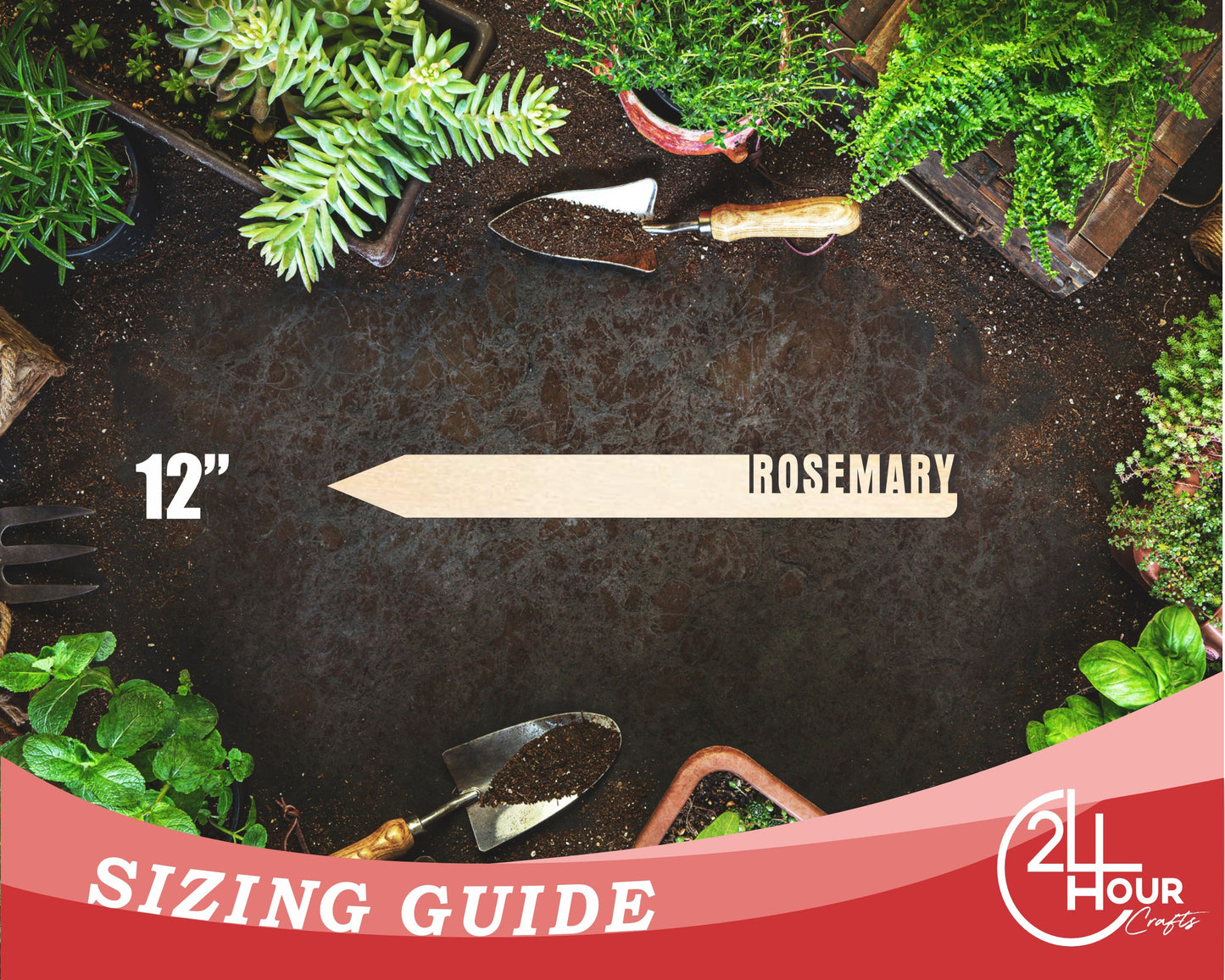 Unfinished Wood Rosemary Garden Stake | DIY Craft Cutout | up to 24" DIY