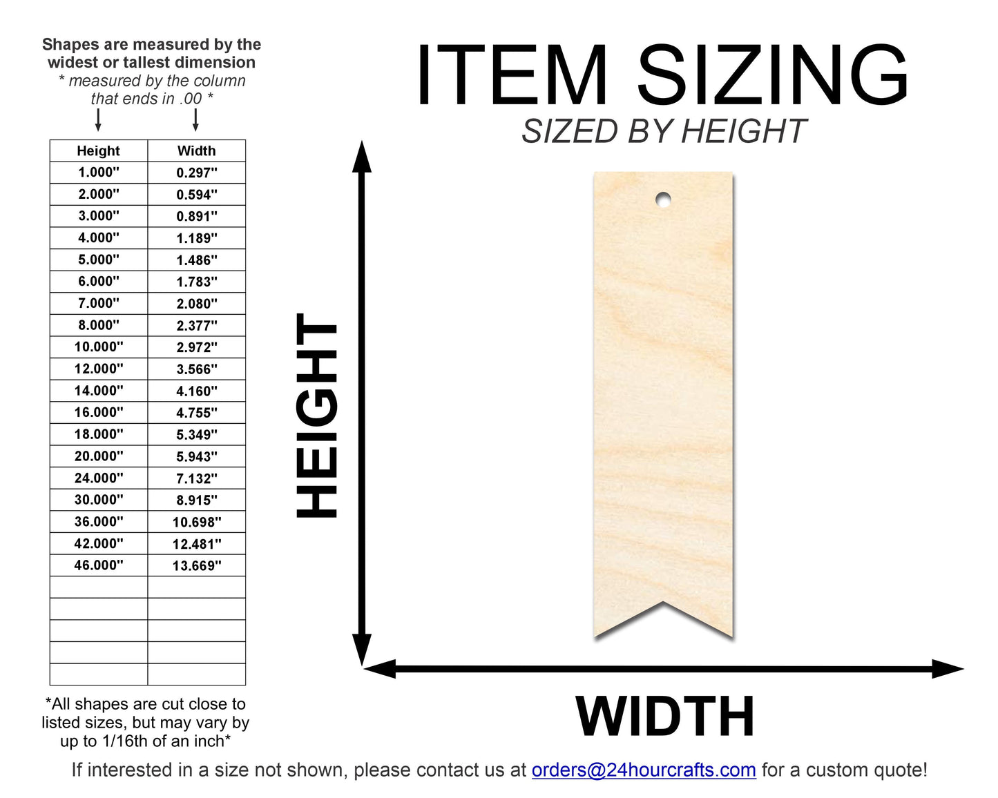 Unfinished Wood Ribbon Point Bookmark Shape | DIY Craft Cutout | up to 12" DIY