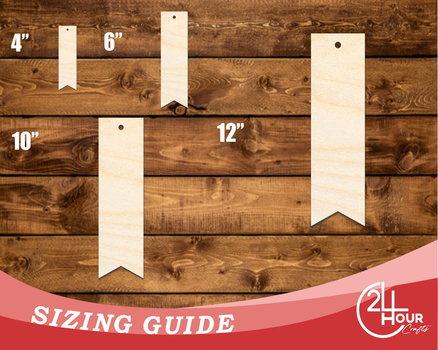 Unfinished Wood Ribbon Point Bookmark Shape | DIY Craft Cutout | up to 12" DIY