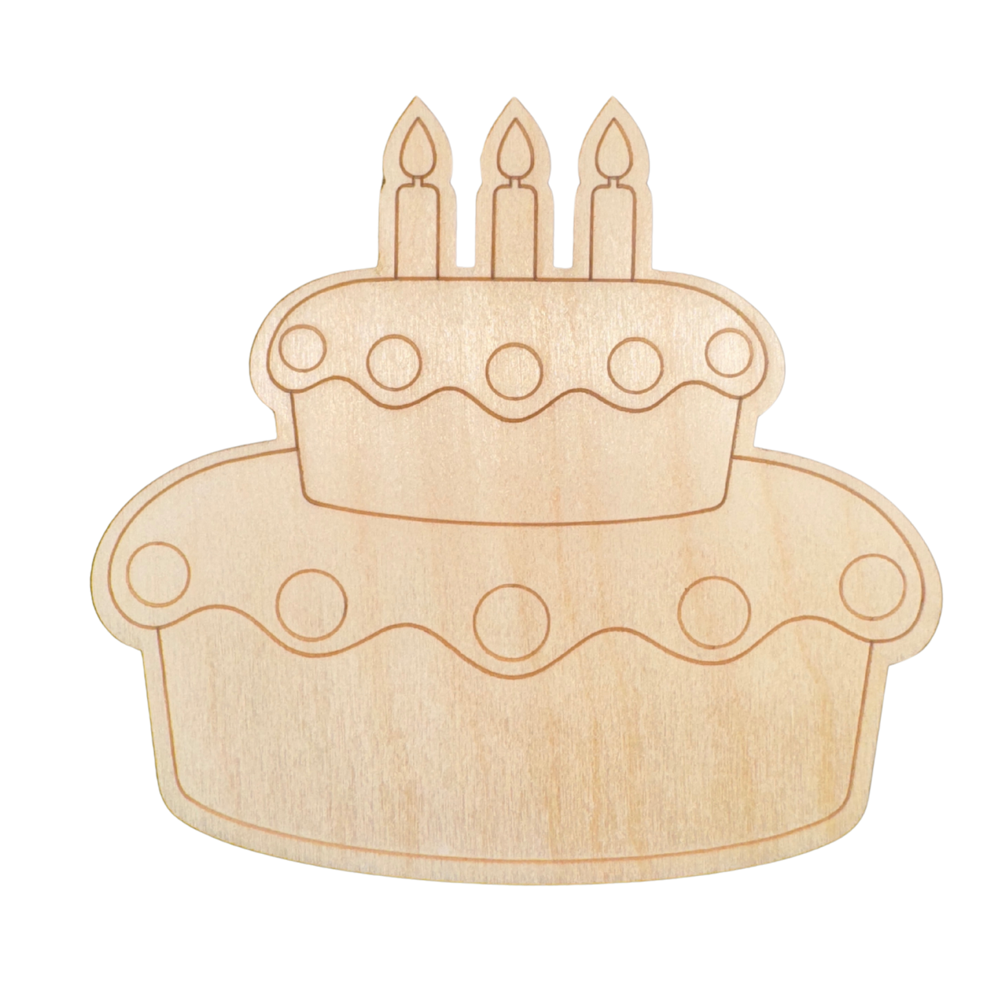 Unfinished Wood Etched Two Tier Birthday Cake Shape | Paint By Line Crafts | up to 30" DIY