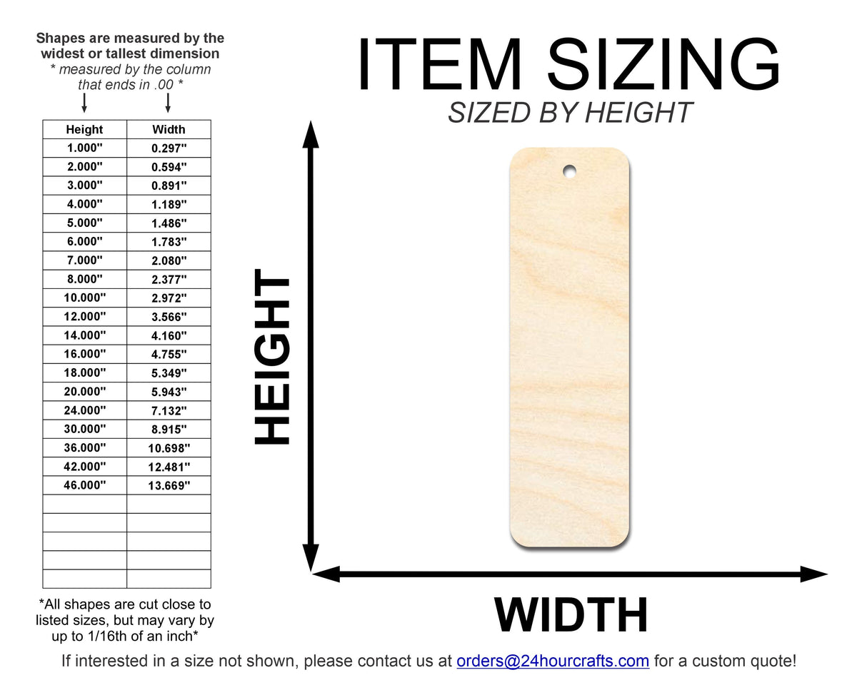 Bookmark Size Inches Unfinished Wood Round Edge Bookmark Shape | DIY Craft Cutout | up to 1 ...
