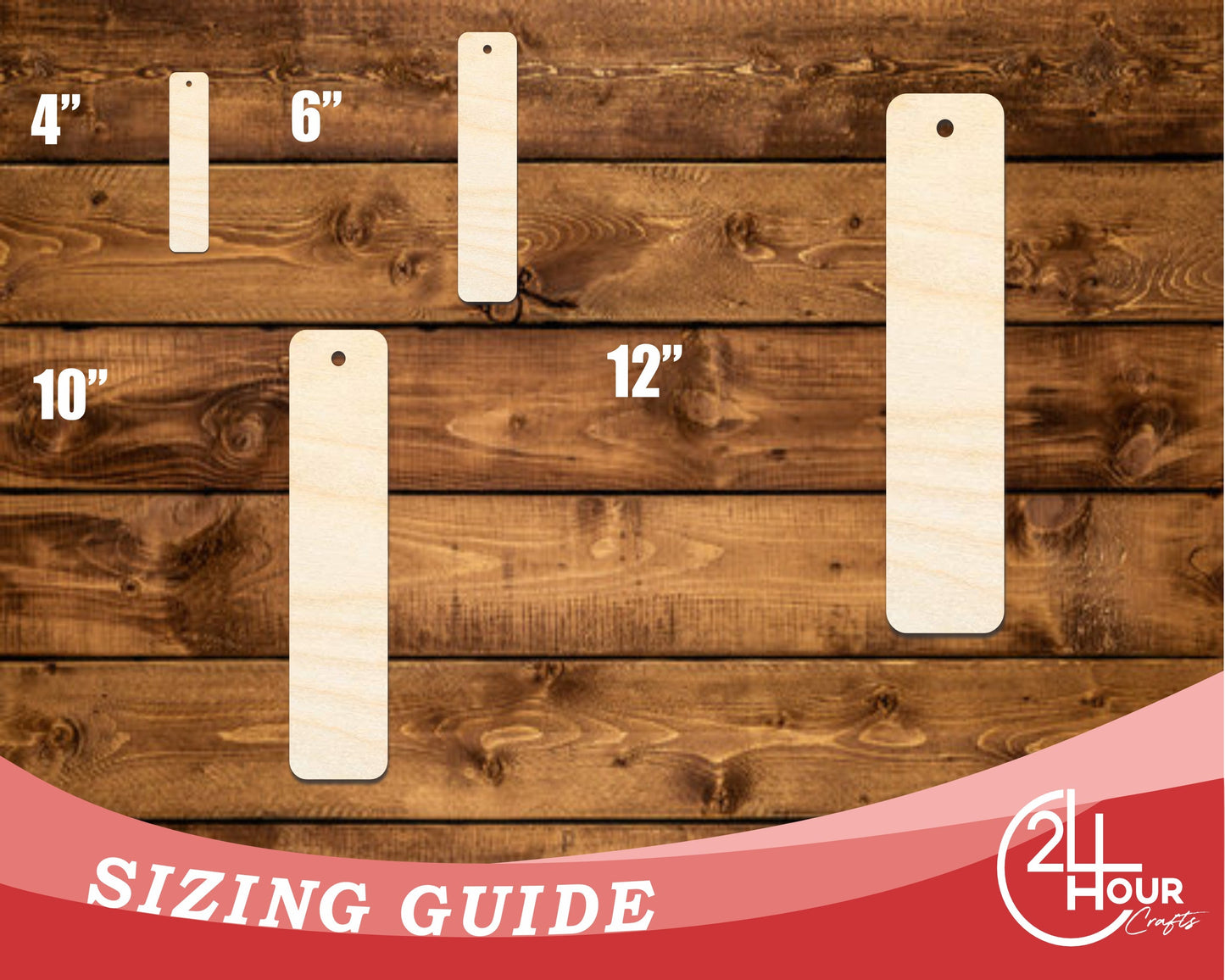 Unfinished Wood Round Rectangle Bookmark Shape | DIY Craft Cutout | up to 12" DIY