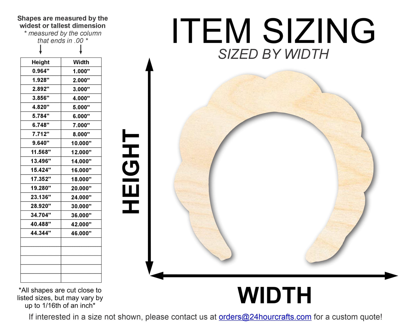 Unfinished Wood Makeup Headband Shape | DIY Craft Cutout | up to 46" DIY