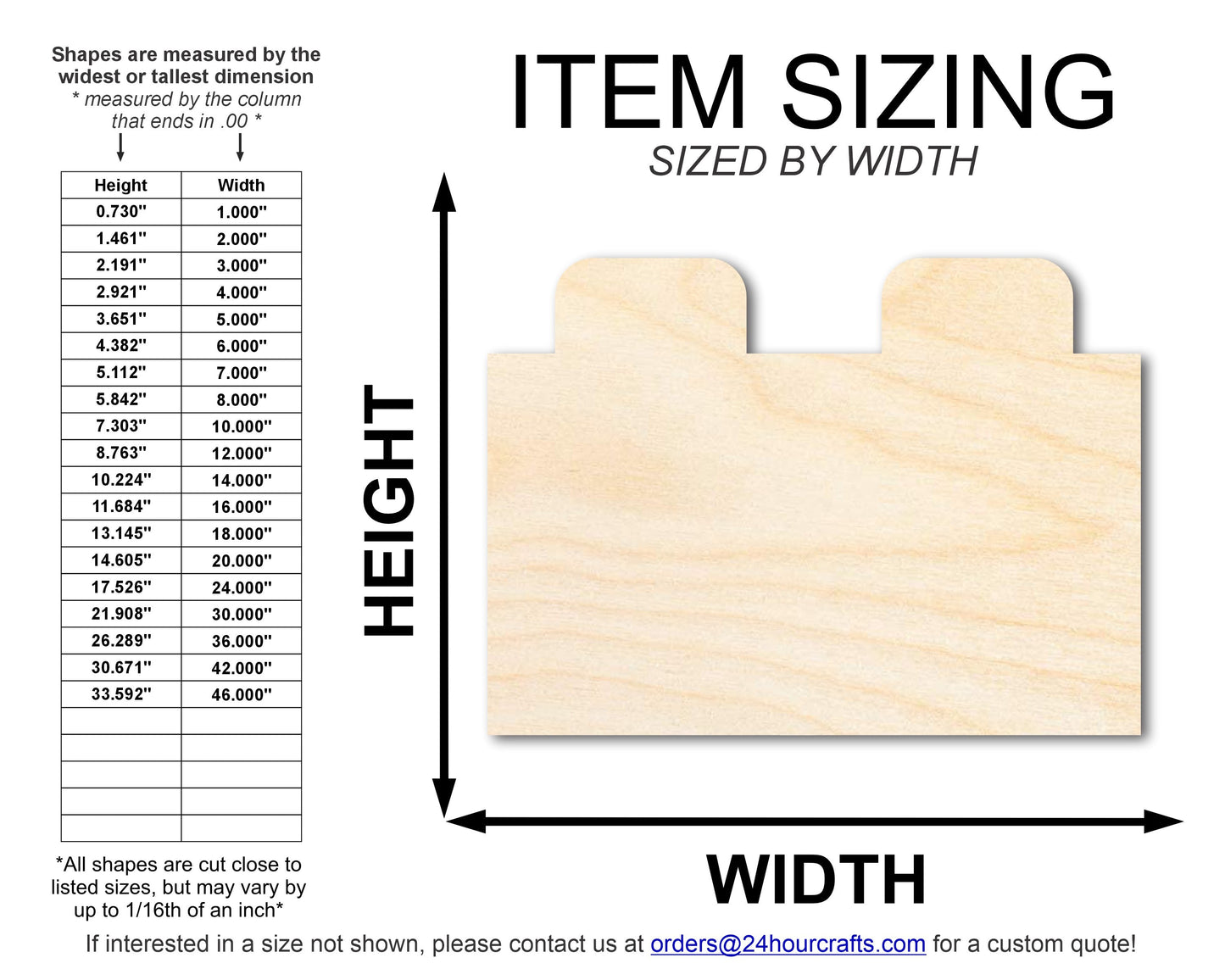 Unfinished Wood Building Block Shape | DIY Craft Cutout | up to 46" DIY