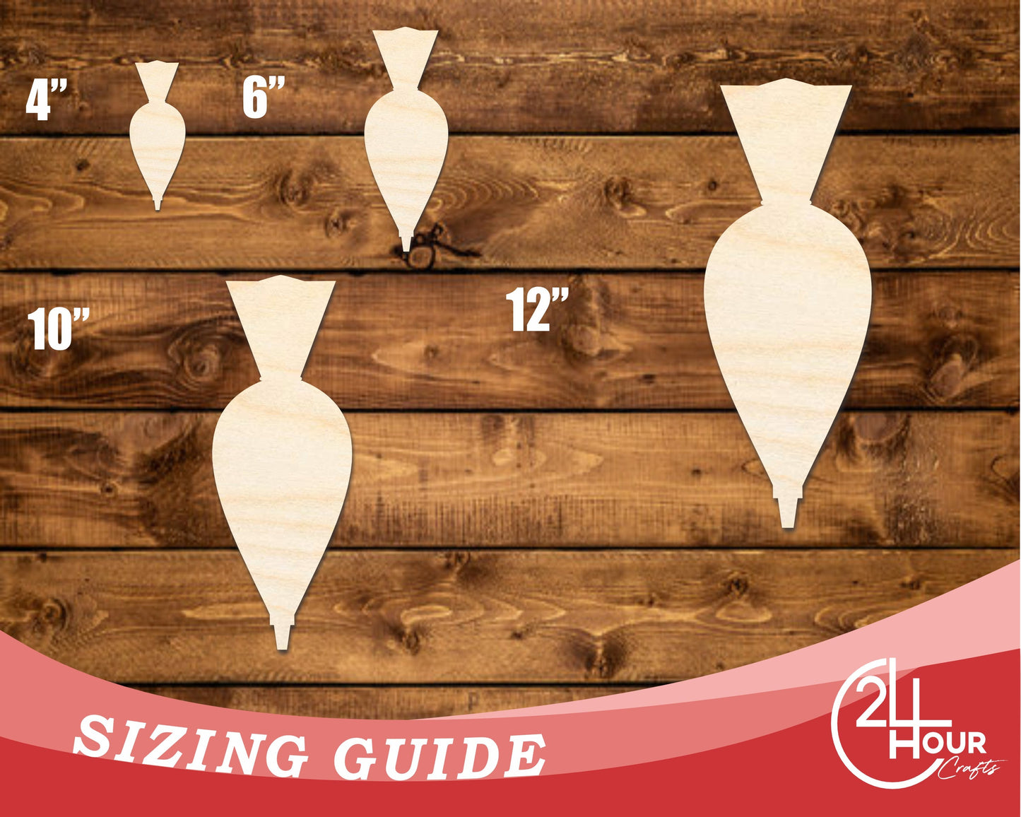 Unfinished Wood Piping Bag Shape | DIY Craft Cutout | up to 46" DIY