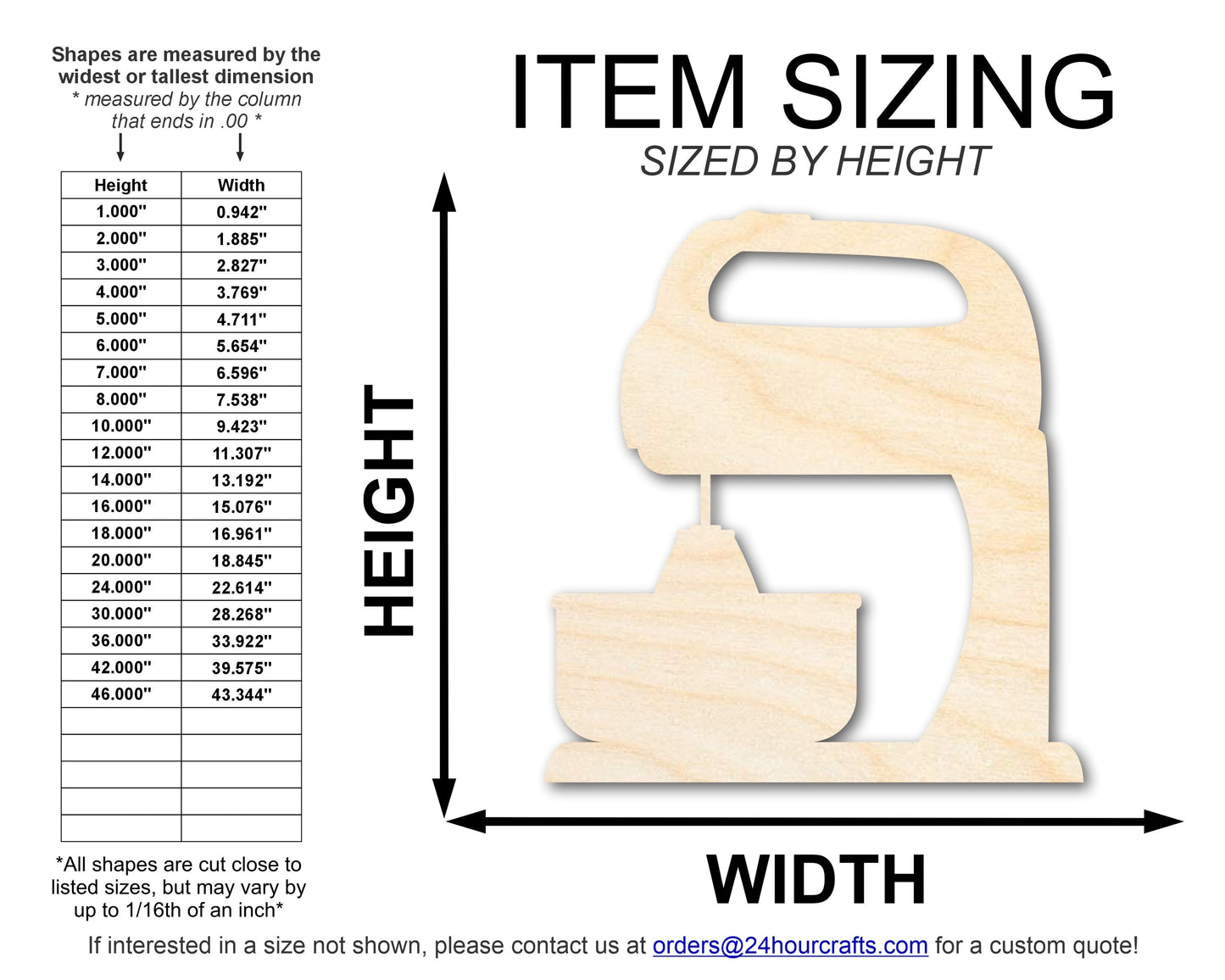 Unfinished Wood Mixer Shape | DIY Craft Cutout | up to 46" DIY