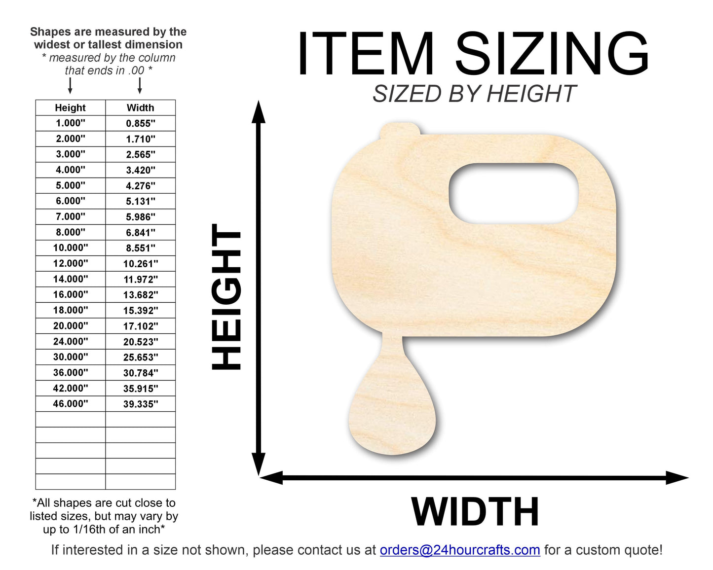 Unfinished Wood Hand Mixer Shape | DIY Craft Cutout | up to 46" DIY