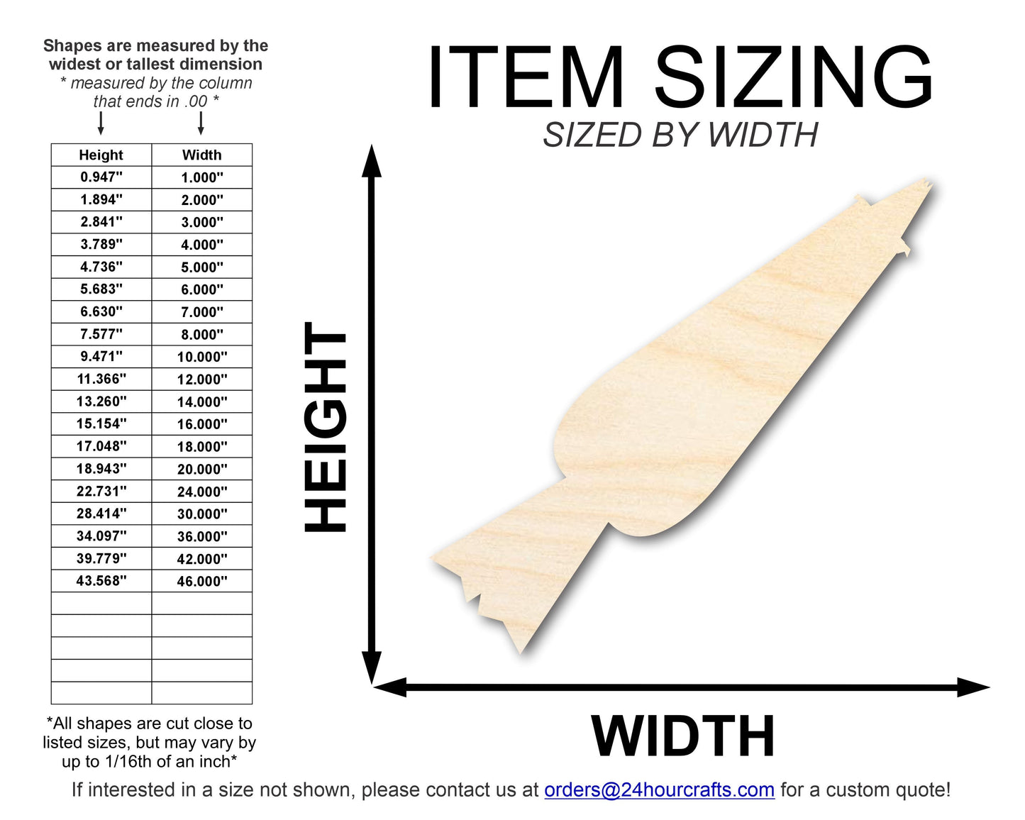 Unfinished Wood Icing Bag Shape | DIY Craft Cutout | up to 46" DIY