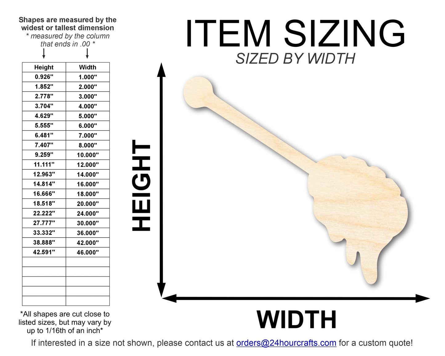 Unfinished Wood Honey Stick Shape | DIY Craft Cutout | up to 46" DIY