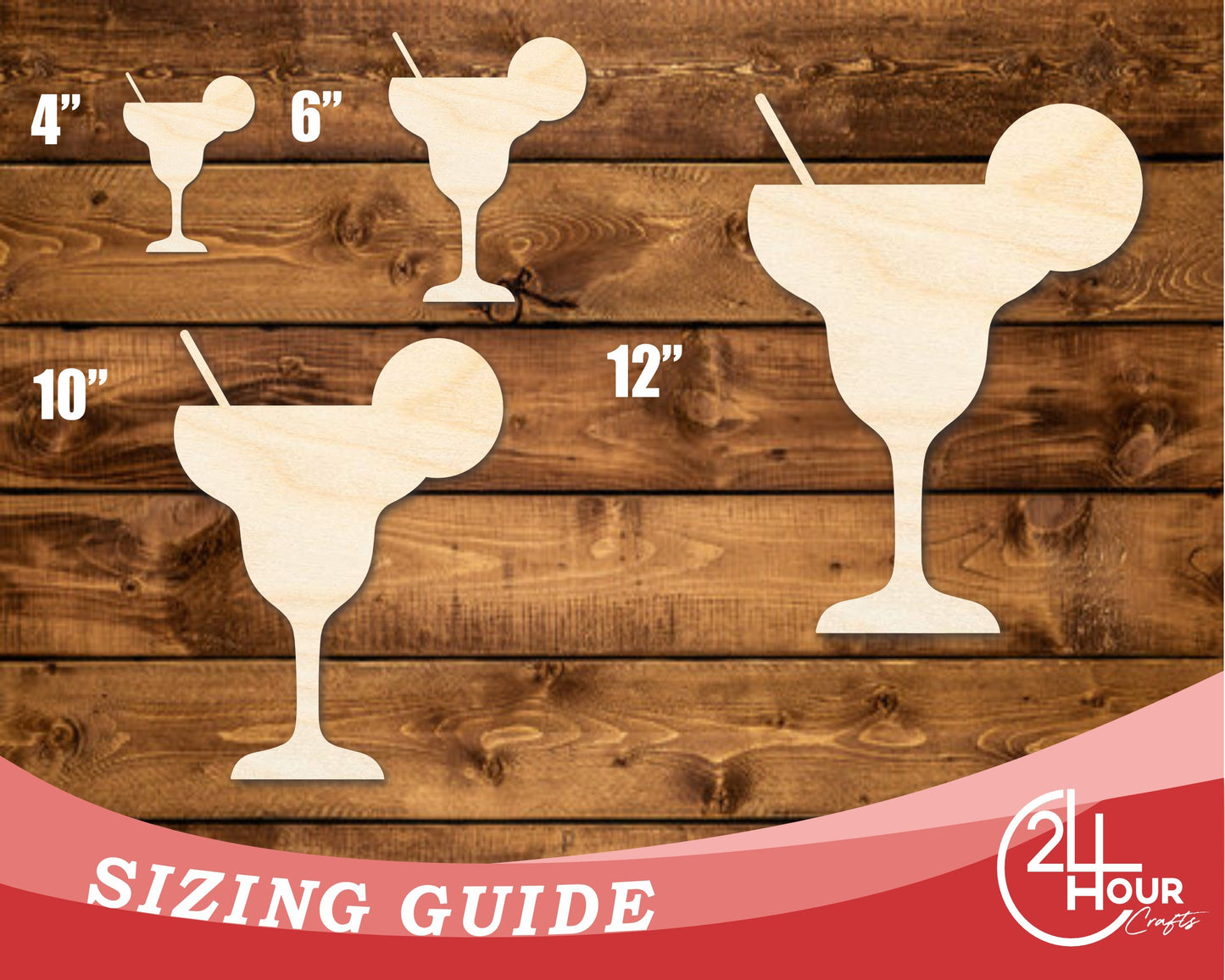 Unfinished Wood Margarita Shape | DIY Craft Cutout | up to 46" DIY