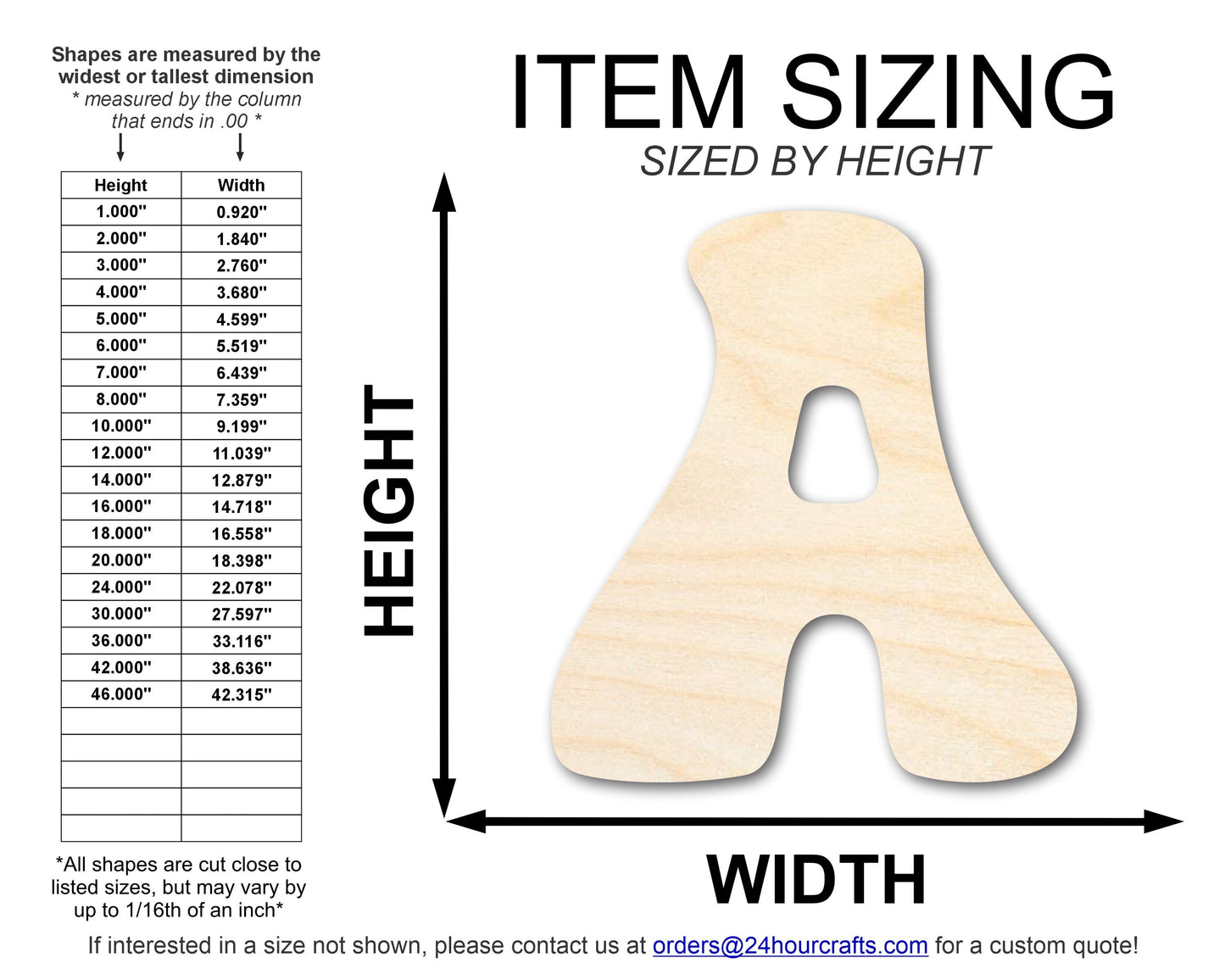 Unfinished Wood Groovy A Font Shape | DIY Craft Cutout | up to 46" DIY