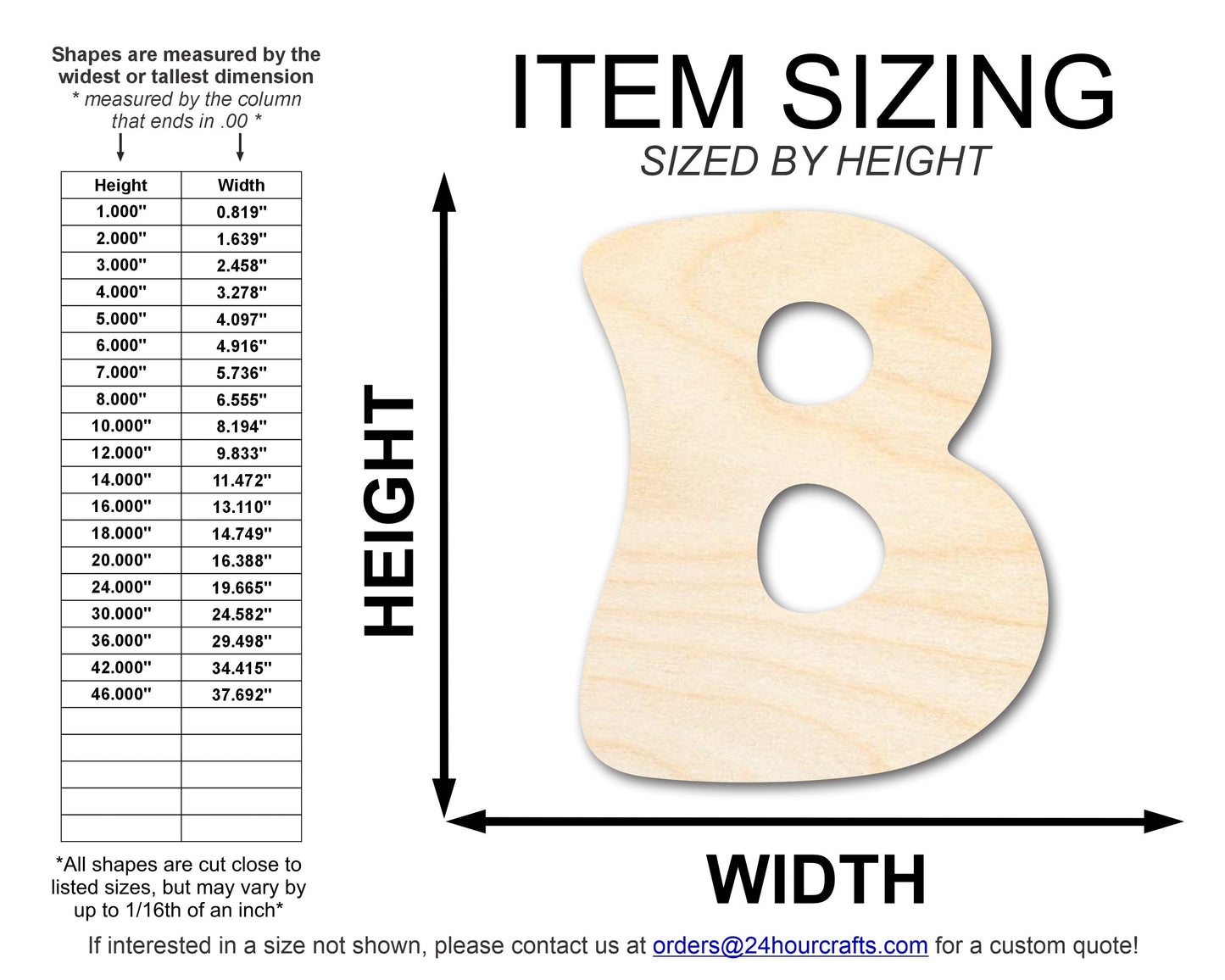 Unfinished Wood Groovy B Font Shape | DIY Craft Cutout | up to 46" DIY