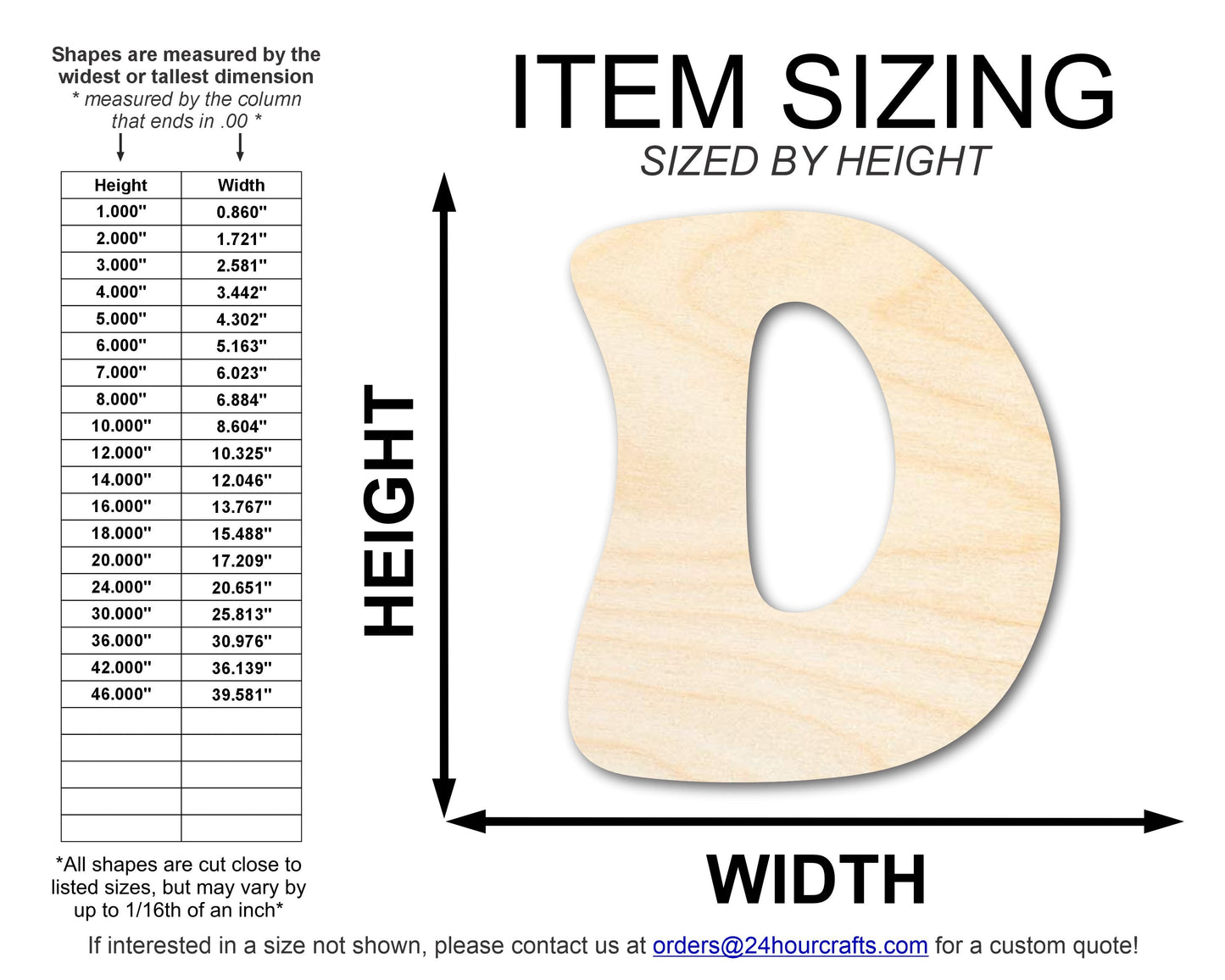 Unfinished Wood Groovy D Font Shape | DIY Craft Cutout | up to 46" DIY