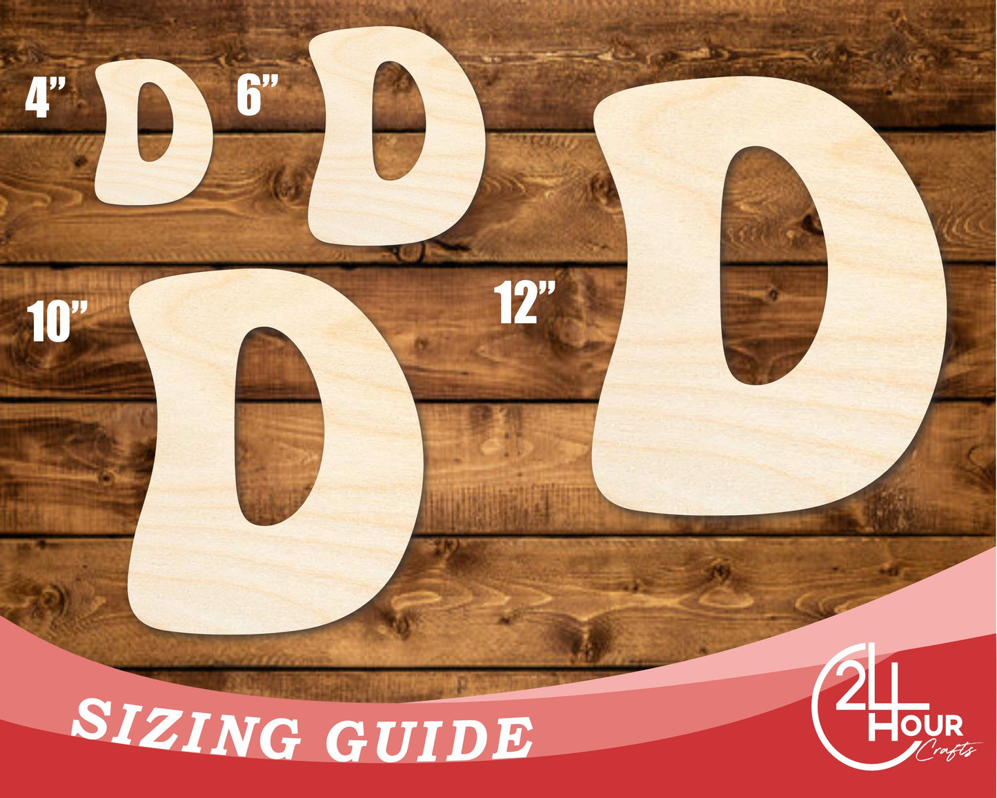 Unfinished Wood Groovy D Font Shape | DIY Craft Cutout | up to 46" DIY