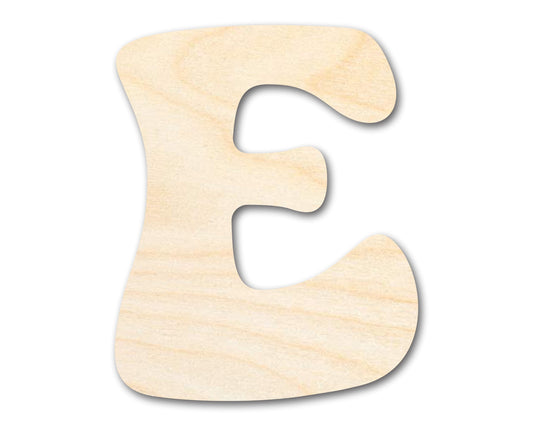 Unfinished Wood Groovy E Font Shape | DIY Craft Cutout | up to 46" DIY