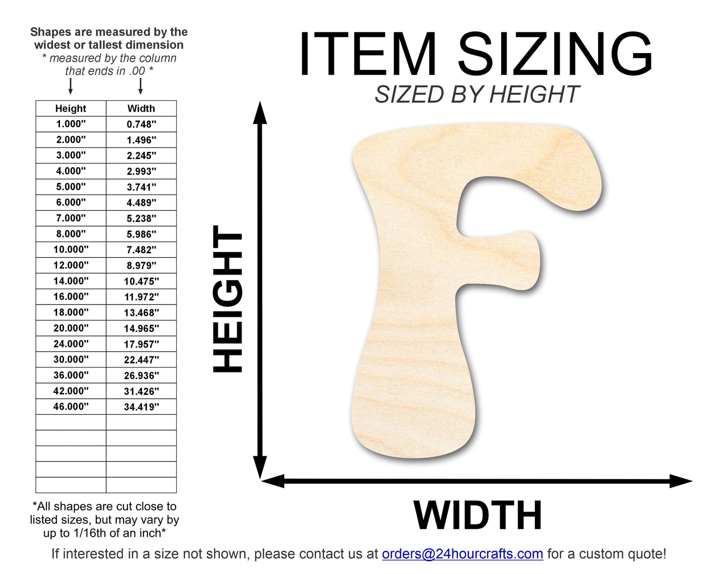 Unfinished Wood Groovy F Font Shape | DIY Craft Cutout | up to 46" DIY