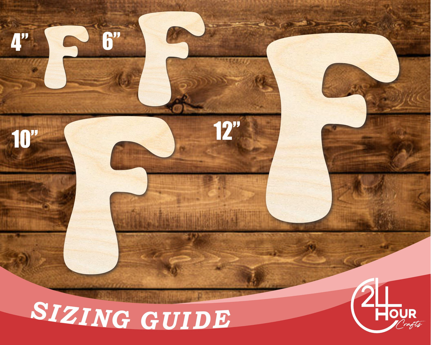 Unfinished Wood Groovy F Font Shape | DIY Craft Cutout | up to 46" DIY