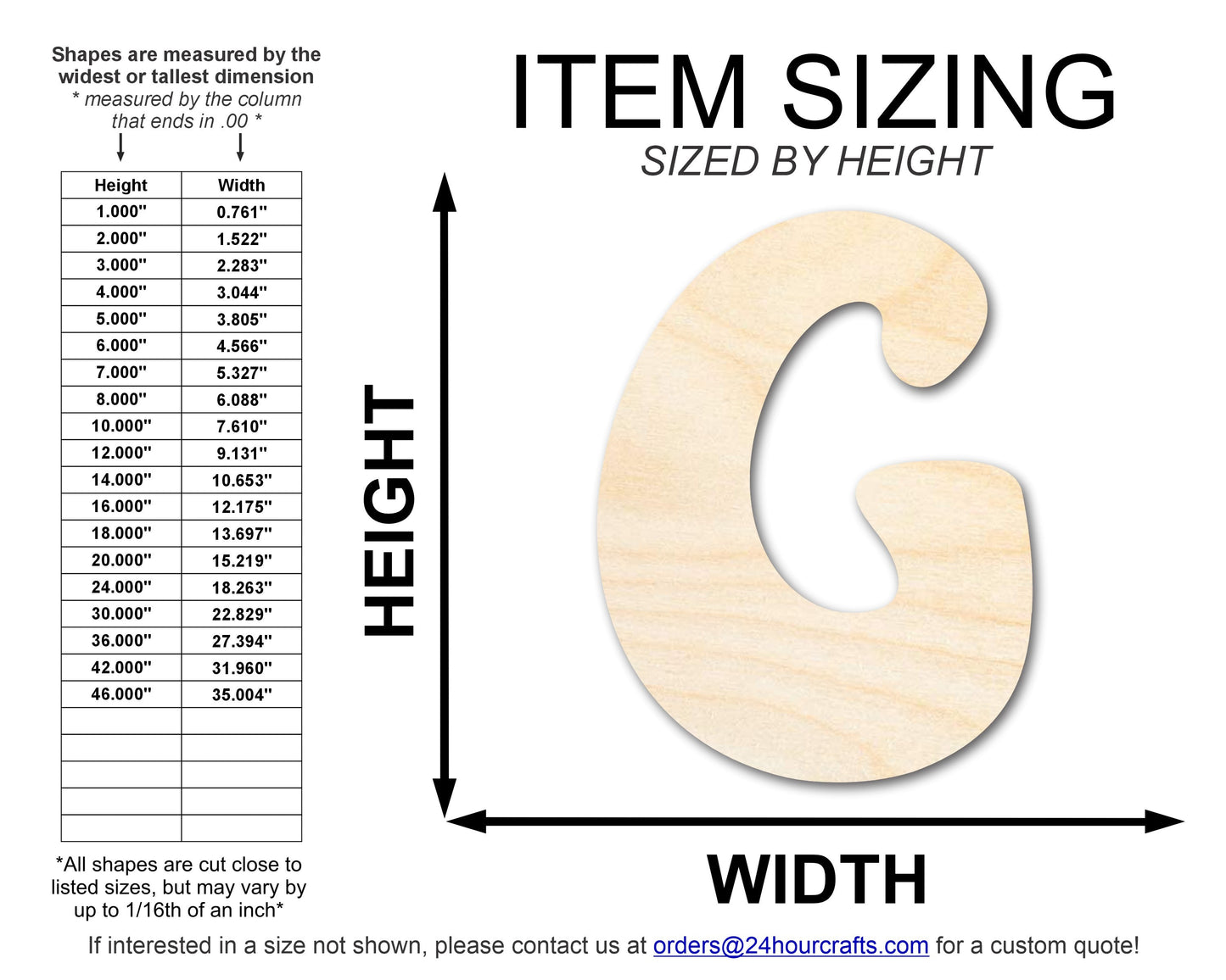 Unfinished Wood Groovy G Font Shape | DIY Craft Cutout | up to 46" DIY