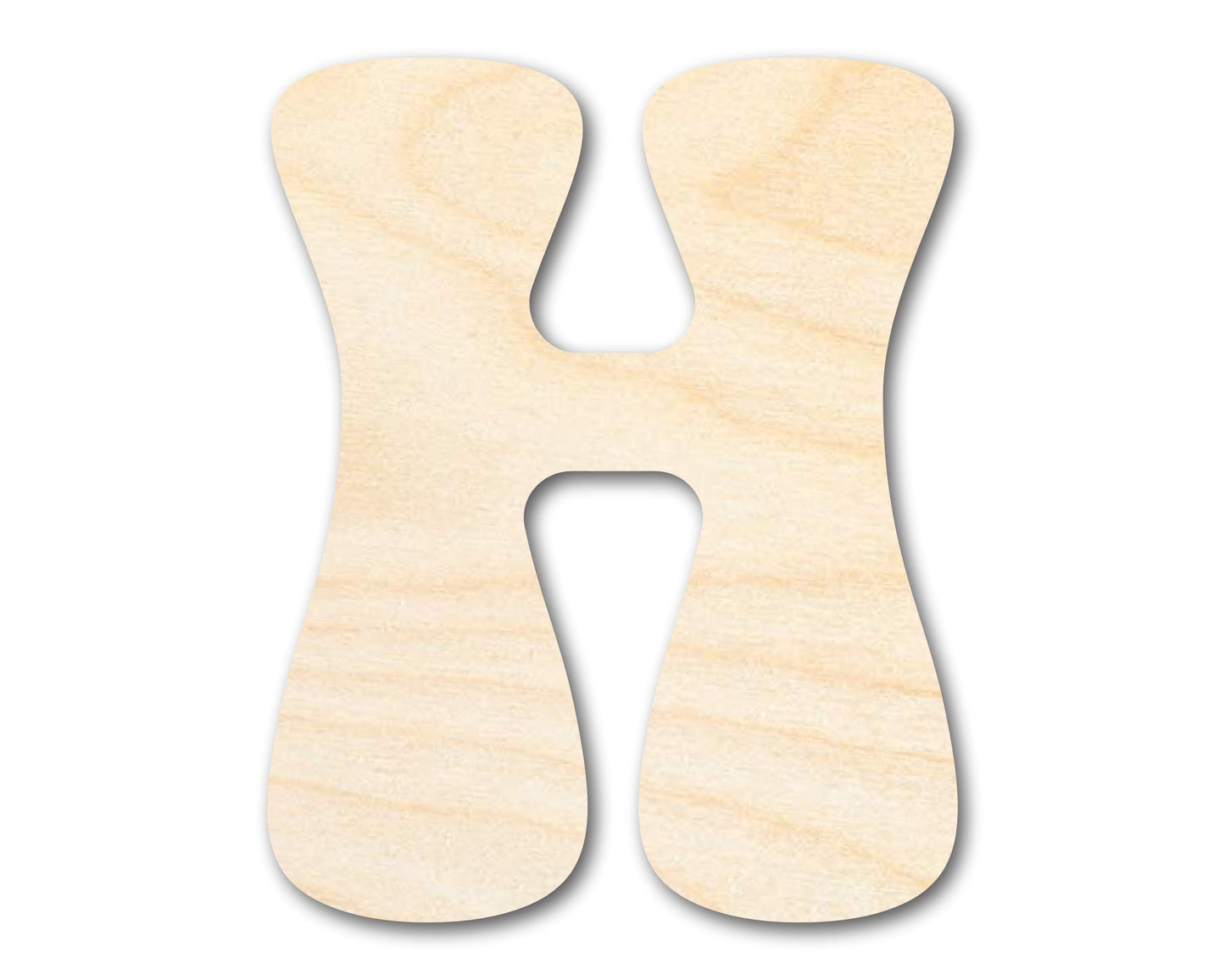 Unfinished Wood Groovy H Font Shape | DIY Craft Cutout | up to 46" DIY