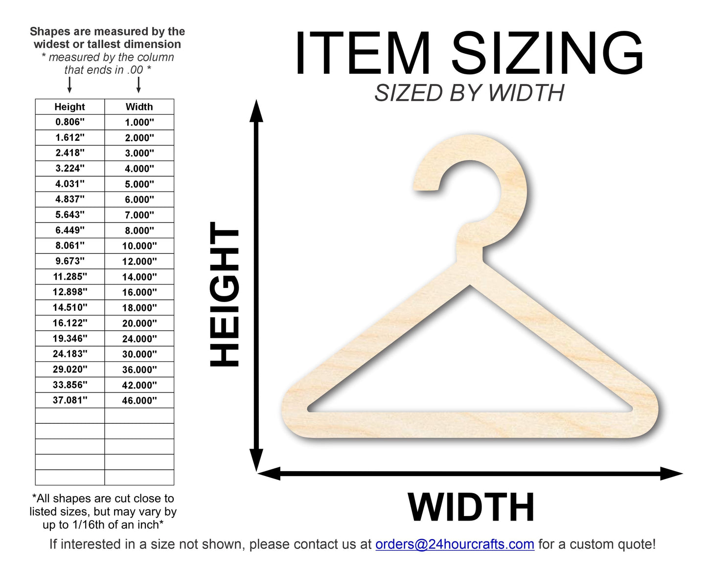 Unfinished Wood Hanger Shape | DIY Craft Cutout | up to 46" DIY