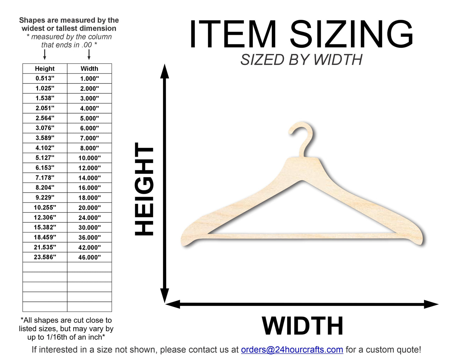 Unfinished Wood Clothes Hanger Shape | DIY Craft Cutout | up to 46" DIY