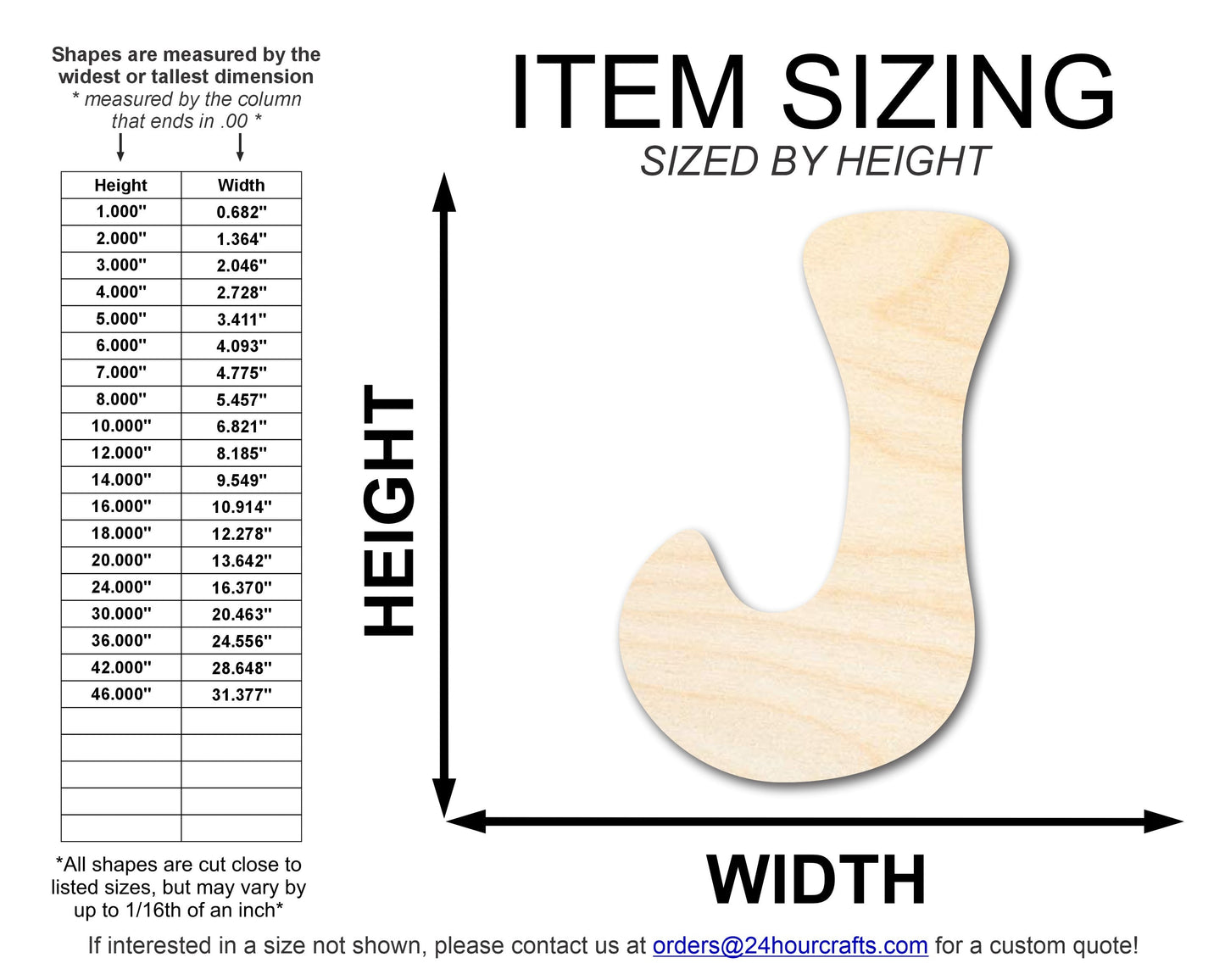 Unfinished Wood Groovy J Font Shape | DIY Craft Cutout | up to 46" DIY