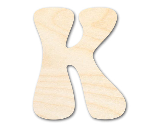 Unfinished Wood Groovy K Font Shape | DIY Craft Cutout | up to 46" DIY