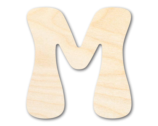 Unfinished Wood Groovy M Font Shape | DIY Craft Cutout | up to 46" DIY