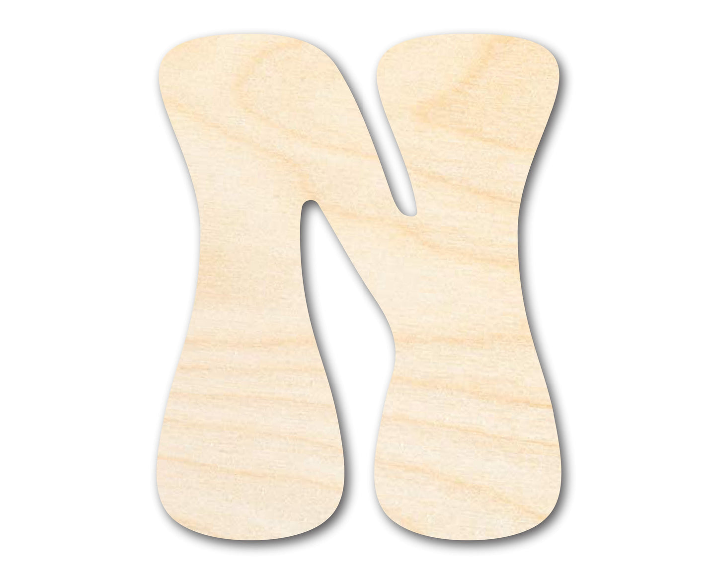 Unfinished Wood Groovy N Font Shape | DIY Craft Cutout | up to 46" DIY