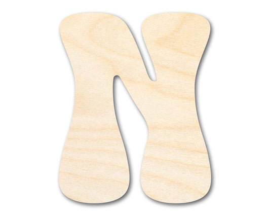 Unfinished Wood Groovy N Font Shape | DIY Craft Cutout | up to 46" DIY