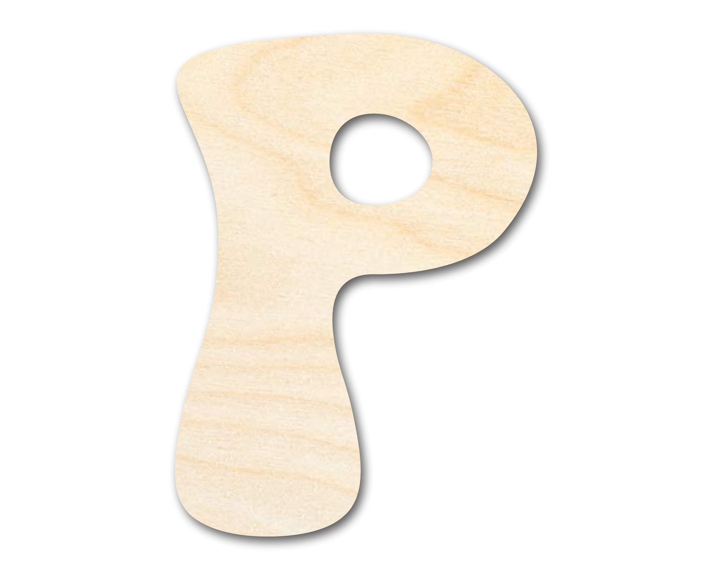 Unfinished Wood Groovy P Font Shape | DIY Craft Cutout | up to 46" DIY
