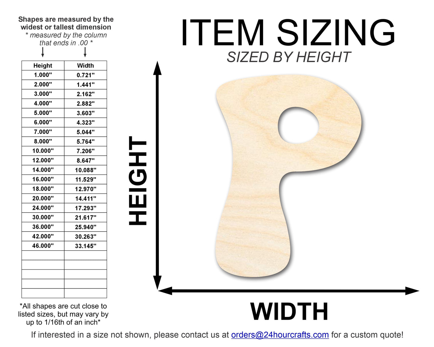 Unfinished Wood Groovy P Font Shape | DIY Craft Cutout | up to 46" DIY