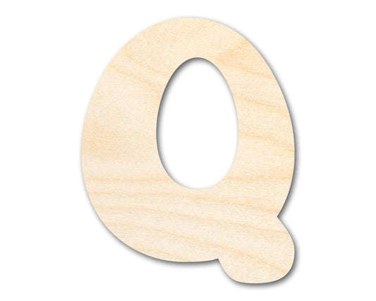 Unfinished Wood Groovy Q Font Shape | DIY Craft Cutout | up to 46" DIY