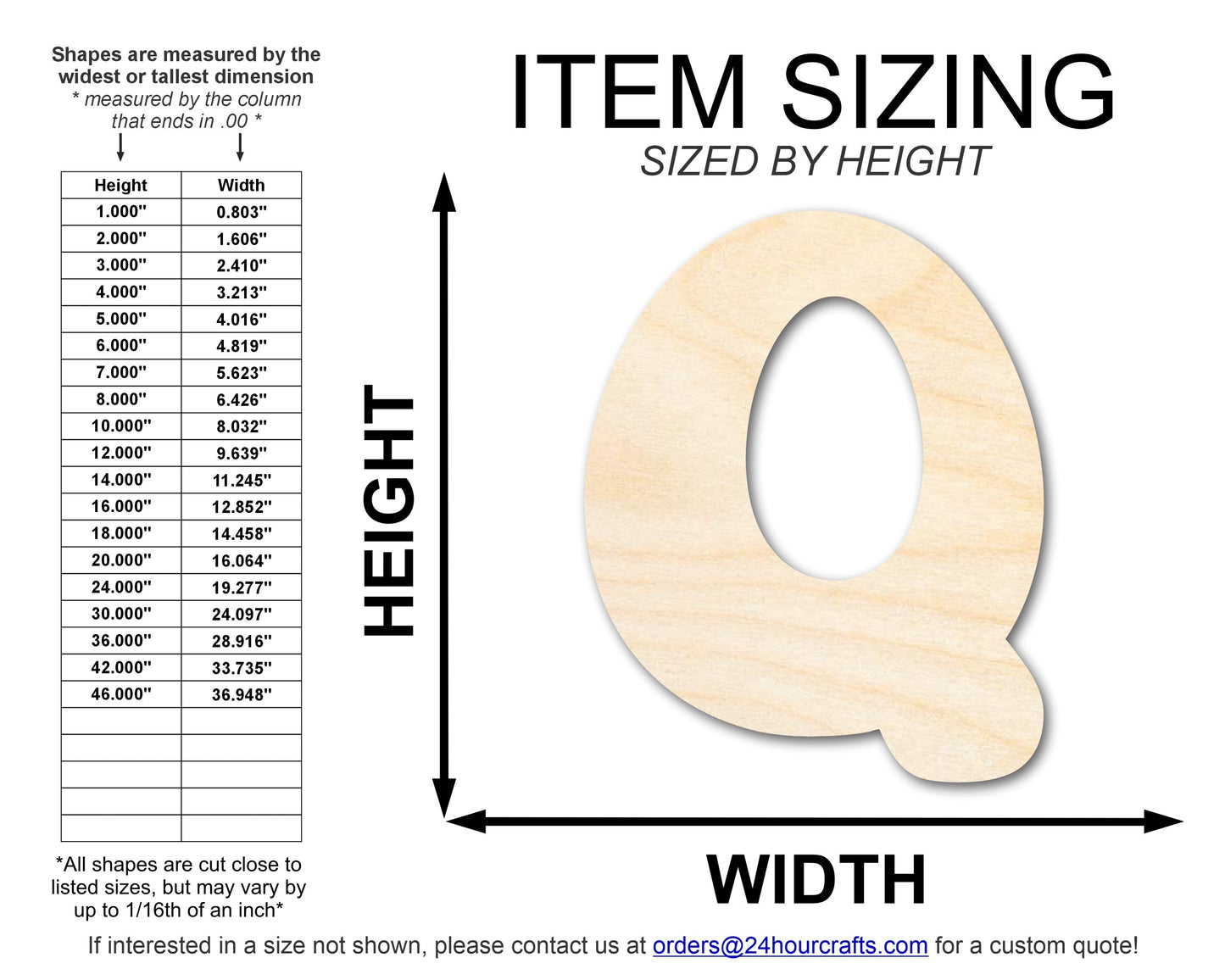 Unfinished Wood Groovy Q Font Shape | DIY Craft Cutout | up to 46" DIY