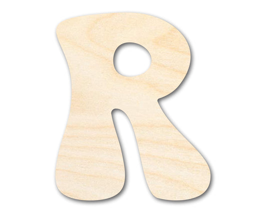 Unfinished Wood Groovy R Font Shape | DIY Craft Cutout | up to 46" DIY