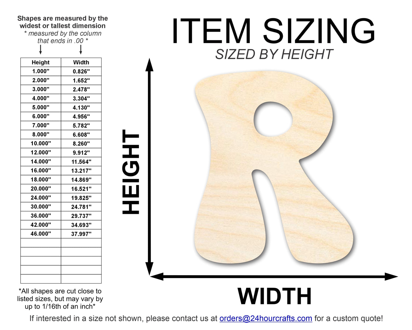 Unfinished Wood Groovy R Font Shape | DIY Craft Cutout | up to 46" DIY