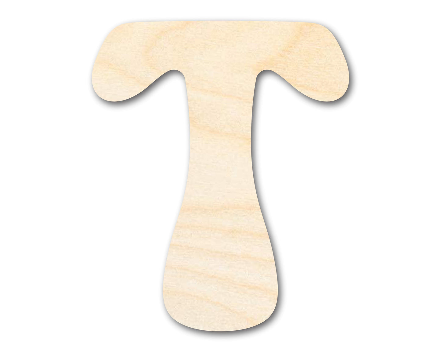 Unfinished Wood Groovy T Font Shape | DIY Craft Cutout | up to 46" DIY