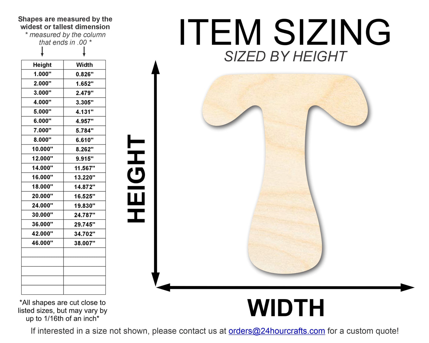 Unfinished Wood Groovy T Font Shape | DIY Craft Cutout | up to 46" DIY