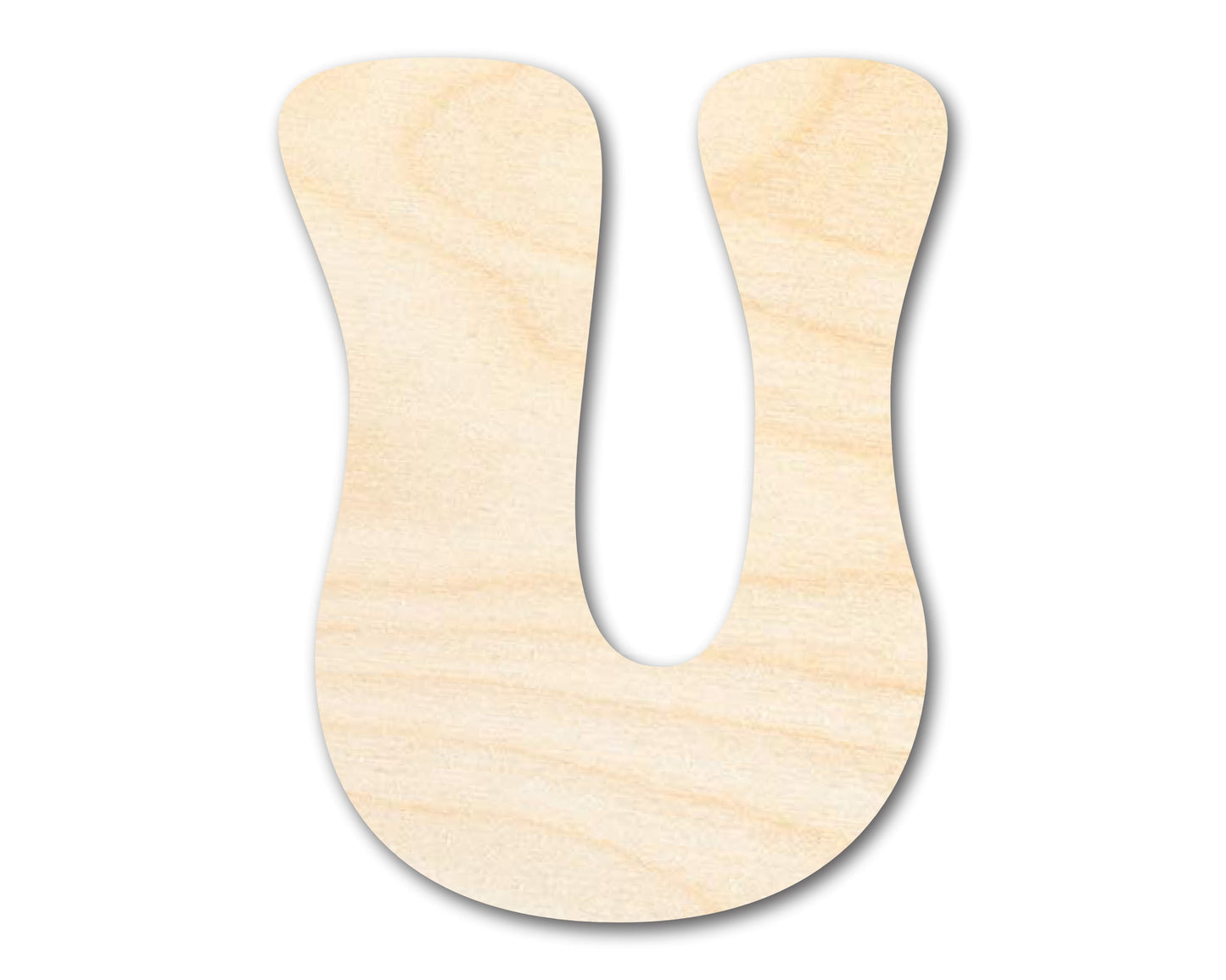 Unfinished Wood Groovy U Font Shape | DIY Craft Cutout | up to 46" DIY