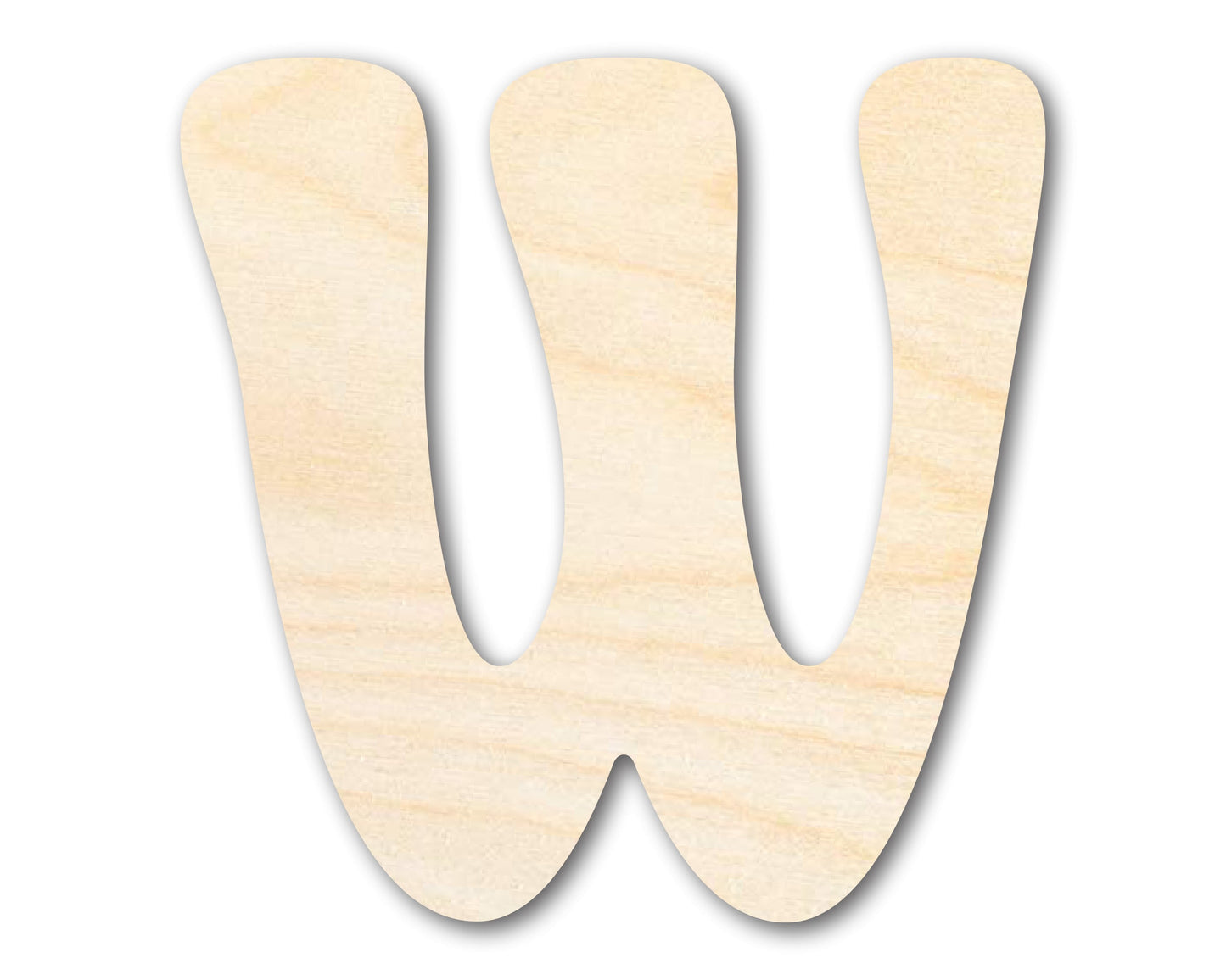 Unfinished Wood Groovy W Font Shape | DIY Craft Cutout | up to 46" DIY
