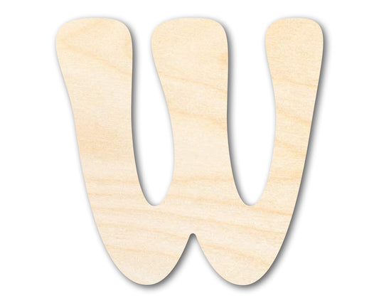 Unfinished Wood Groovy W Font Shape | DIY Craft Cutout | up to 46" DIY