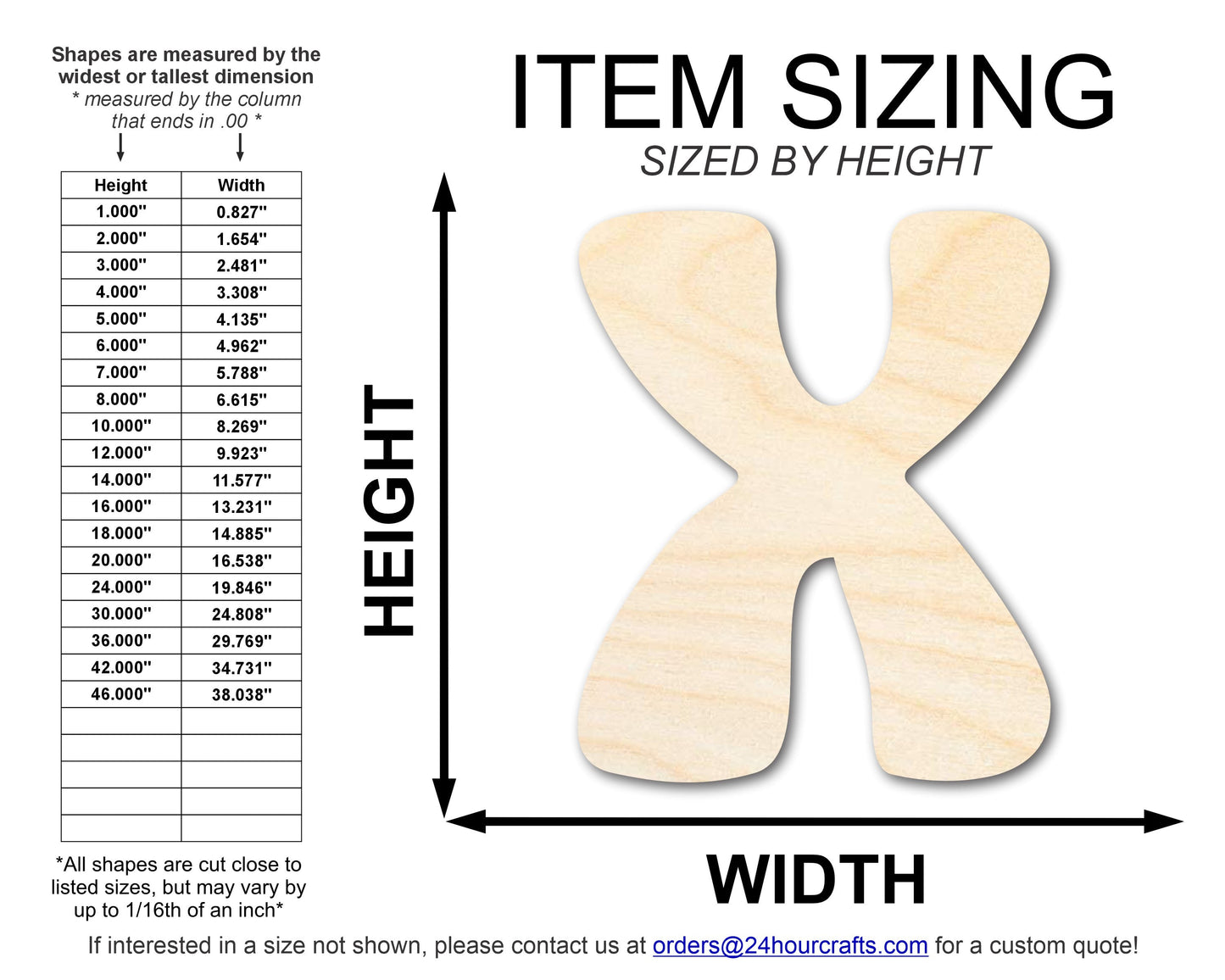 Unfinished Wood Groovy X Font Shape | DIY Craft Cutout | up to 46" DIY