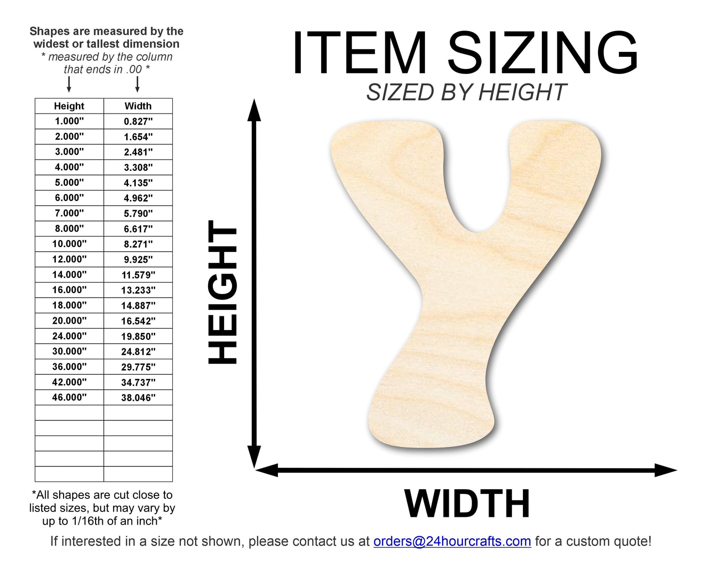 Unfinished Wood Groovy Y Font Shape | DIY Craft Cutout | up to 46" DIY