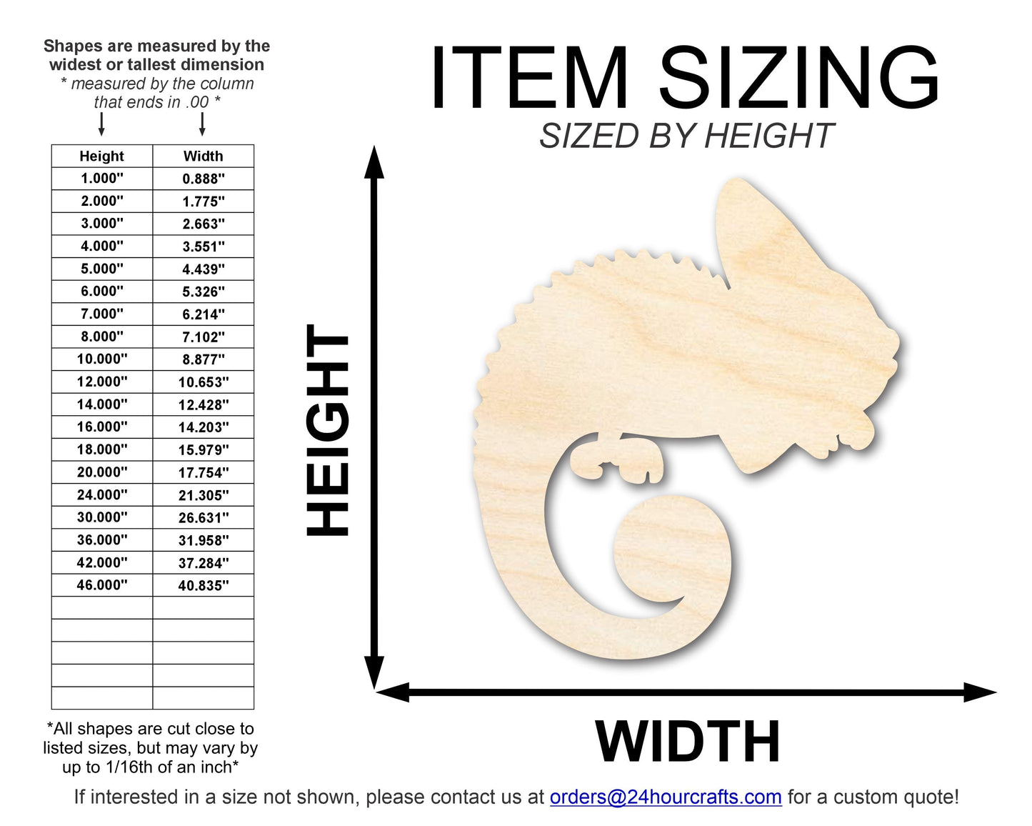 Unfinished Wood Chameleon Shape | DIY Craft Cutout | up to 46" DIY