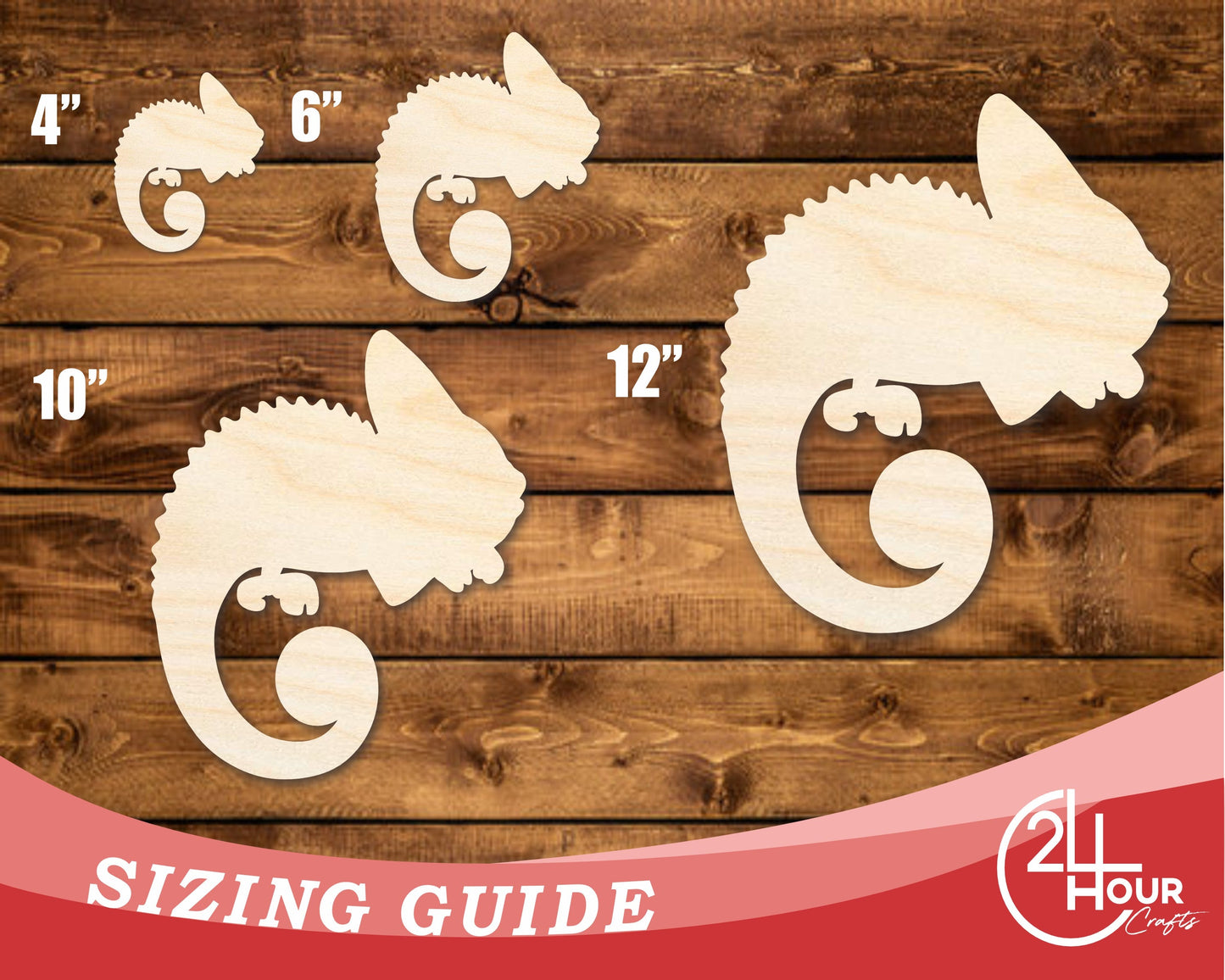 Unfinished Wood Chameleon Shape | DIY Craft Cutout | up to 46" DIY