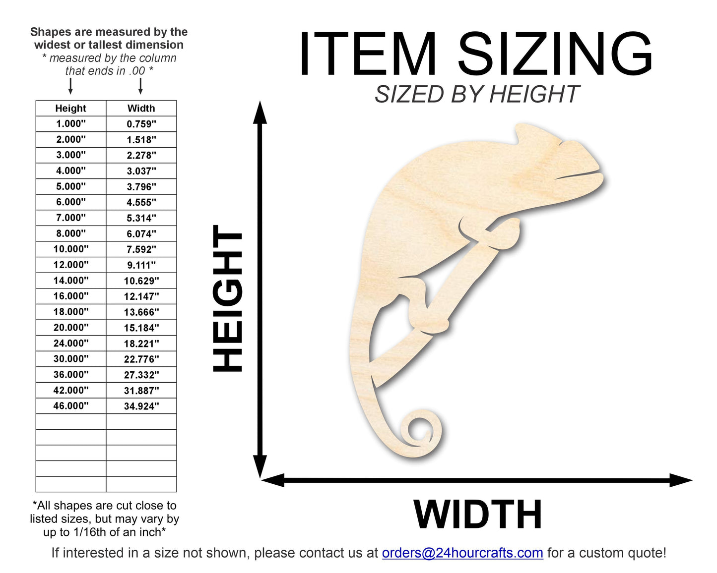 Unfinished Wood Chameleon on Branch Shape | DIY Craft Cutout | up to 46" DIY