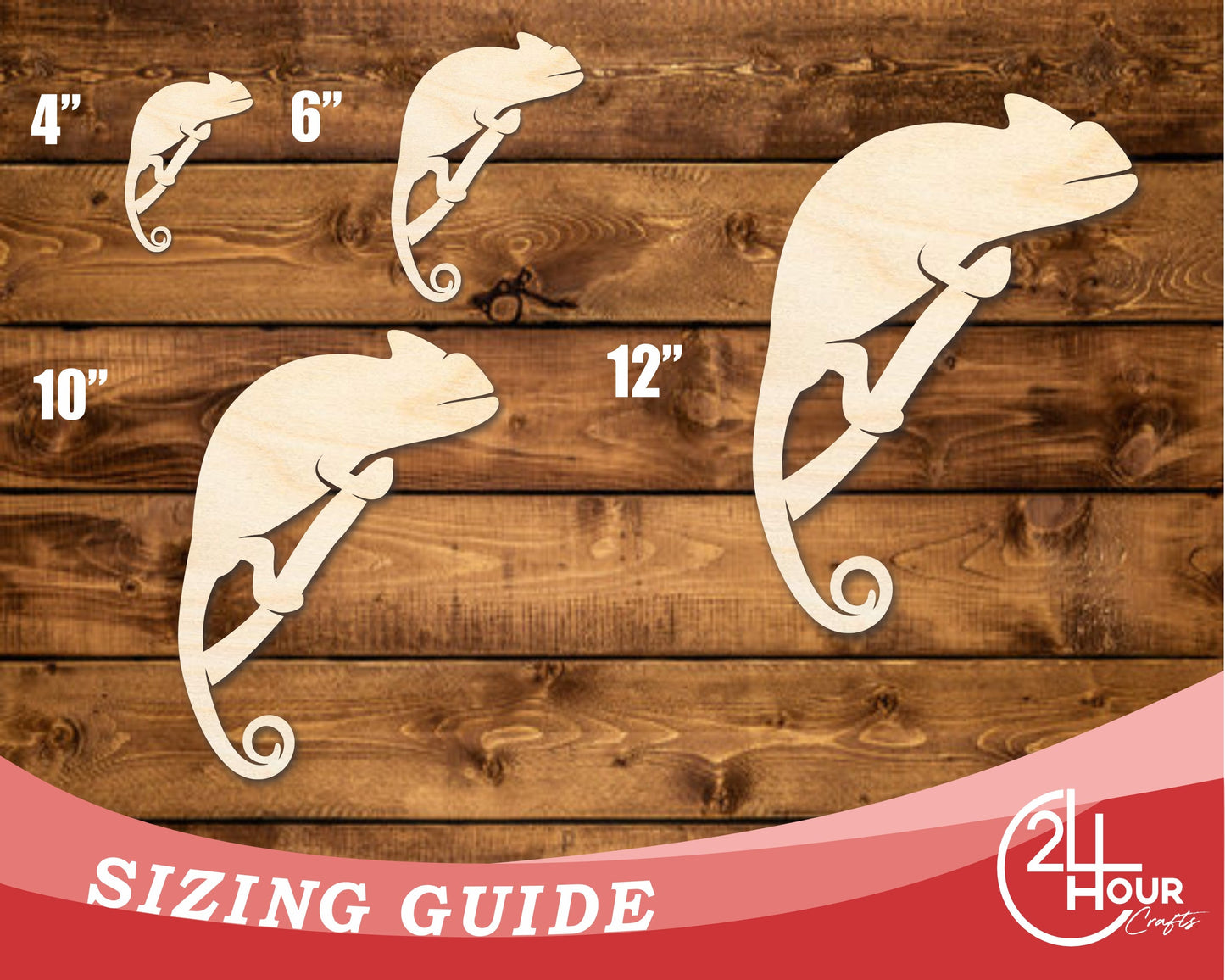 Unfinished Wood Chameleon on Branch Shape | DIY Craft Cutout | up to 46" DIY