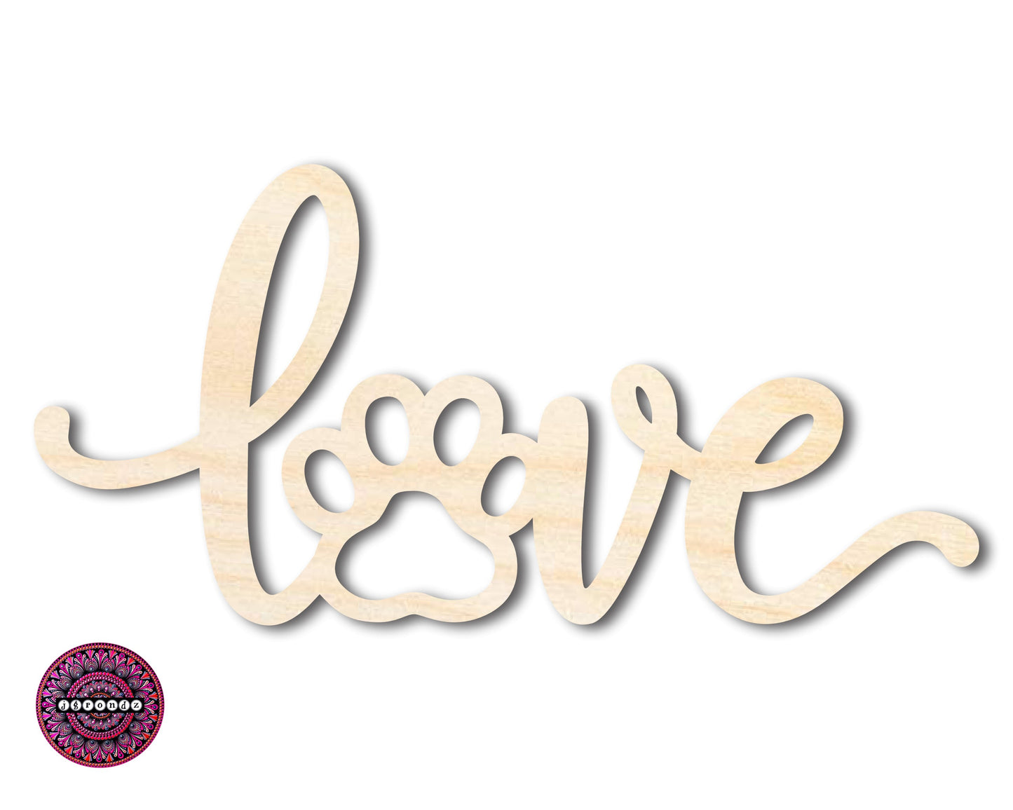 Unfinished Wood Paw Print Love Shape | JGrondz | DIY Craft Cutout | up to 46" DIY