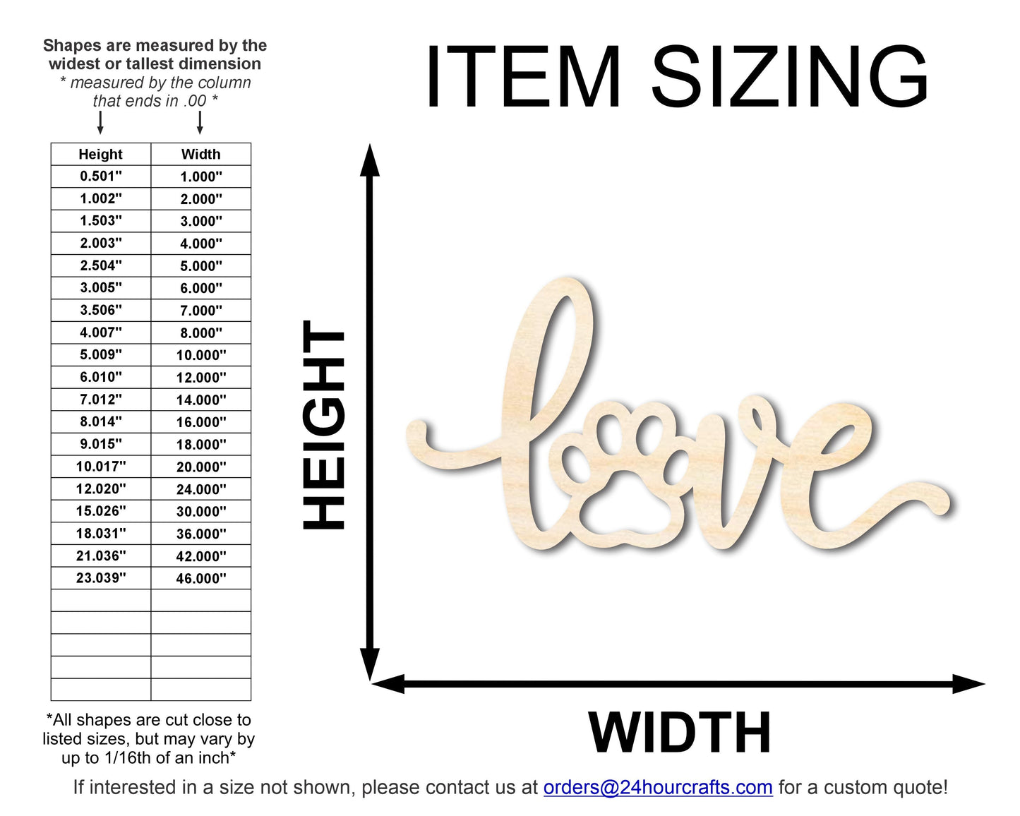 Unfinished Wood Paw Print Love Shape | JGrondz | DIY Craft Cutout | up to 46" DIY